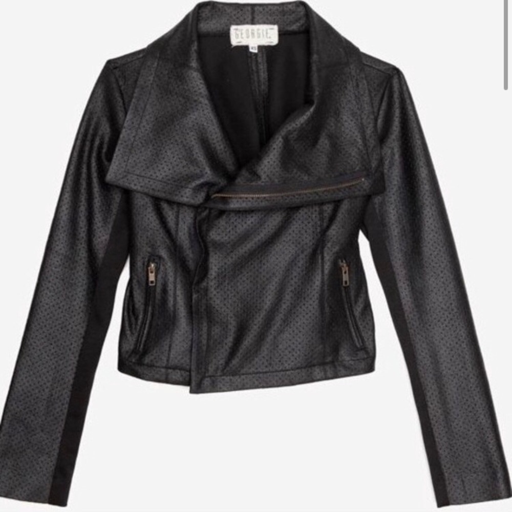 Georgie X Intermix Perforated Vegan Leather Moto Jacket - SMALL